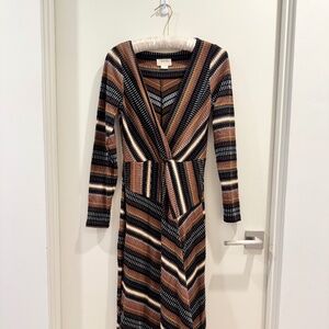 Maeve Anthropologie twist dress boho geometric long sleeve